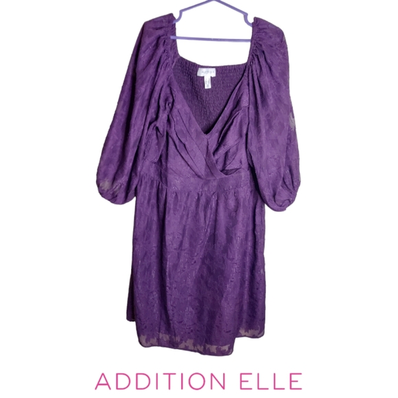 Addition Elle Dresses & Skirts - Addition Elle Purple Floral Balloon Sleeve Dress
